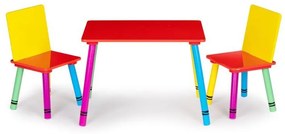 Sada detského nábytku, stôl + 2 stoličky, farebná | Eco Toys
