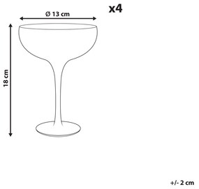 Sada 4 pohárov na šampanské so zlatým okrajom 450 ml TOPAZ Beliani