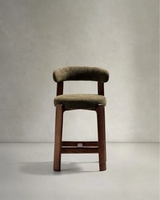 Zelená/v tmavo prírodnej farbe barová stolička z jaseňového dreva (výška sedadla 65 cm) Granite – Kave Home