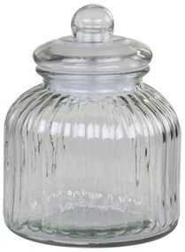 Chic Antique Sklenená úložná dóza Grooves Clear 2,9 l