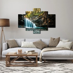 Obraz lesného vodopádu (150x105 cm)
