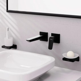Hansgrohe Logis, páková umývadlová batéria pod omietku, pre montáž na stenu Fine s výtokom 206 mm, čierna matná, HAN-71256670
