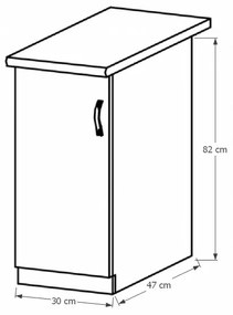 Dolná kuchynská skrinka Royal D30 P - biela / sosna nordická