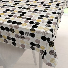 Biante Dekoračný obdĺžnikový obrus Leona LN-058 Zlaté a čierne guličky na bielom 80x120 cm