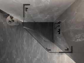 Mexen Lunar, L pravý výklopný päťuholníkový sprchový kút 80x80 cm, 8mm číre sklo, profil grafit brúsený, 831L-080P-080L-66-00-P