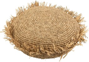 Prírodné lykové podsedák / puf so strapcami Raffia - Ø 62 * 24cm