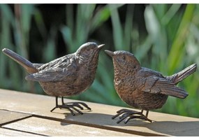 Záhradná figúrka z polyresinu Couple, sada 2ks, 7,5 cm, hnedá