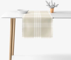 Goldea vianočný behúň na stôl teflónový - biele káro na béžovej 20x120 cm
