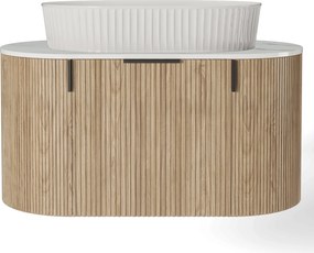 Závěsná skříňka s deskou a umyvadlem La Simplicite 80 cm dub přírodní/bílá