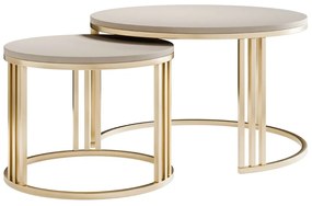 OKRÚHLY KONFERENČNÝ STOLÍK 2v1 LEONARDO 2 BRÚSENÁ ZLATÁ + KAŠMÍR MATNÁ