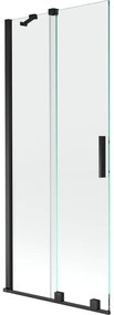 Mexen Velar, 2-krídlová posuvná vaňová zástena 85 x 150 cm, 8mm číre sklo, čierna matná, 896-085-000-01-70