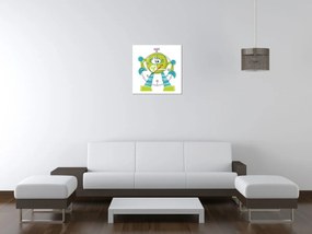 Gario Obraz s hodinami Zvedavý robot Rozmery: 40 x 40 cm