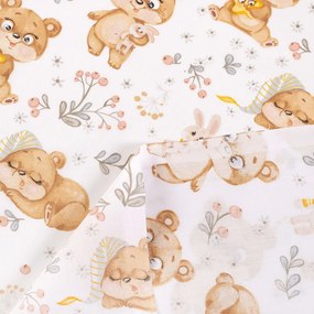 Biante Detský bavlnený záves Sandra SA-524 Roztomilí medvedíkovia na bielom 150x210 cm