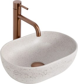 Rea Mira, oválne umývadlo na dosku, 375x255x120mm, béžová-imitácia kameňa, REA-U3224