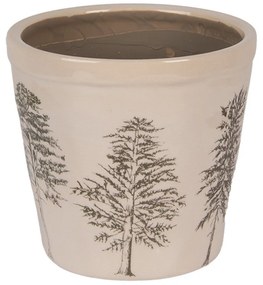 Béžový obal na kvetináč so stromčekmi Natural Pine Trees L - Ø 15*14 cm