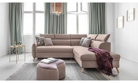 Béžová rozkladacia rohová pohovka (pravý roh) Sweet Harmony – Miuform