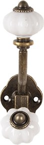 Mosadzný antik kovový nástenný háčik s knopkami - 4*9*13 cm