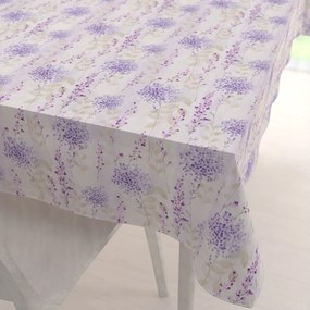 Biante Dekoračný obdĺžnikový obrus PML-069 Fialové kvety na bielom 140x220 cm