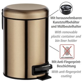 Pedálový odpadkový kôš v medenej farbe Wenko Leman, 3 l