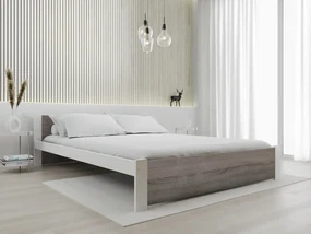 Posteľ IKAROS 120 x 200 cm, biela/dub hľuzovka Rošt: S latkovým roštom, Matrac: Matrac COCO MAXI 20 cm