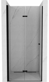 Mexen Lima, skladacie sprchové dvere do otvoru 120 x 190 cm, 6mm číre sklo, čierny profil, 856-120-000-70-00