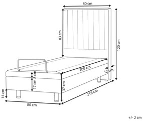 Polohovateľná čalúnená posteľ 80 x 200 cm sivá DUKE II Beliani