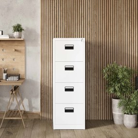 Kovová kartotéka, 4 zásuvky SARA V4, 460 x 1320 x 620 mm, biela