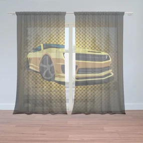Sablio Záclony Chevrolet Camaro Žltá mriežka: 2ks 150x250cm
