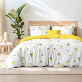 Goldea bavlnené posteľné obliečky duo - citróny so žltou 150 x 200 a 50 x 60 cm