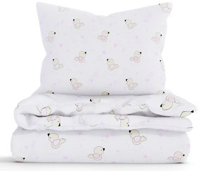 Bavlnené obliečky Renforcé do postieľky – Vtáčiky ružové