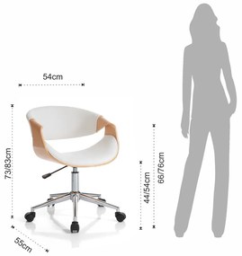 Kancelárska stolička z imitácie kože v bielo-prírodnej farbe Visby – Tomasucci