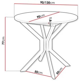 Rozkladací jedálenský stôl 90 cm Kertare M 90 (dub craft zlatý + čierna) (pre 2-4 osoby). Vlastná spoľahlivá doprava až k Vám domov. 1105352
