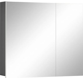 Sivá nástenná kúpeľňová skrinka so zrkadlom Støraa Wisla, 80 x 70 cm