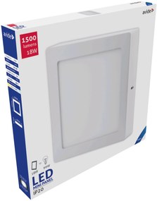 AVIDE Prisadený stropný LED panel, 18W, studená biela, 22x22cm, štvorec, biely