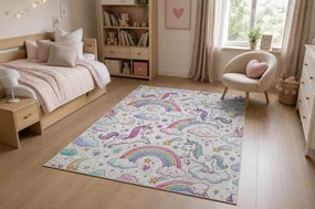 Detský koberec protišmykový BAMBINO 61400 krémový / ružový