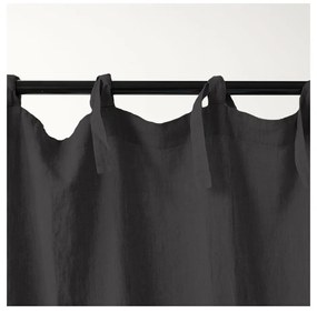 Tmavosivý ľanový záves s pútkami Linen Tales Night Time, 250 x 140 cm