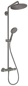 Hansgrohe Croma Select S, Showerpipe 280 1jet EcoSmart 9 l/min s termostatom a ručnou sprchou Raindance Select S 120 3jet, kartáčovaný čierny chróm, HAN-26891340