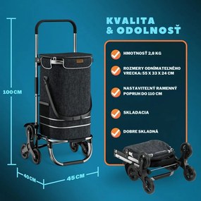 Nákupná taška na kolieskach do schodov COMFORT, 50l,  čierna Jurhan