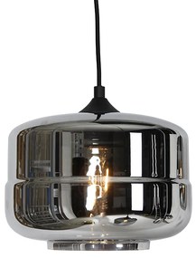 Art deco závesná lampa čierna s dymovým sklom 6 svetiel - Wallace