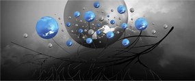 Obraz modrých abstraktných gulí (120x50 cm)