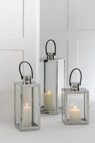 Strieborný kovový lampáš Recin - 21*15*43cm