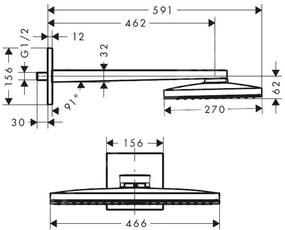 Hansgrohe Rainmaker Select, hlavová sprcha 460 1jet so sprchovým ramenom, čierna/chrómová, HAN-24003600