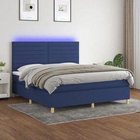 Posteľ boxsping s matracom a LED modrá 160x200 cm látka 3135531