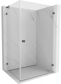 Mexen Lunar-B L pravostranný výklopný sprchový kút 85 x 80 cm, číre sklo, brúsený grafit, 832L-085-080-66-00-P