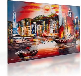 Obrázok - Victoria Harbor, Hong Kong, olejomaľba (70x50 cm)