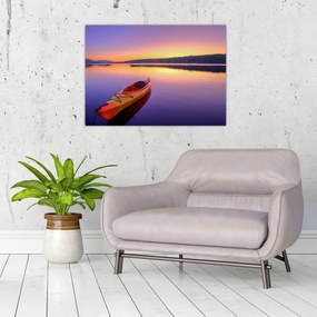 Sklenený obraz - Kajak na jazere (70x50 cm)