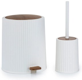 Sada kúpeľňových doplnkov Roza biela/s povrchovou úpravou v dekore dreva