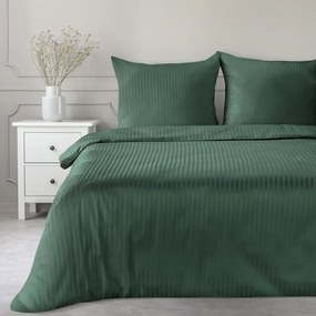 Dekorstudio Saténové posteľné obliečky VERA s jemnými prúžkami v zelenej farbe Rozmer posteľných obliečok: Šírka x Dĺžka: 140x200cm + 1ks 70x80 cm