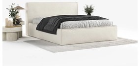 Krémová čalúnená dvojlôžková posteľ s úložným priestorom s roštom 160x200 cm Lounge L – Maison de Rêve