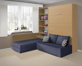 Nabytekmorava Sklápacia posteľ s pohovkou VS 21075 - 200x120 cm farba pohovky: Modrá, Typ farebného prevedenia: Buk / dvere buk